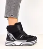 Czarne sneakersy wysokie ocieplane z kożuszkiem Mirasen